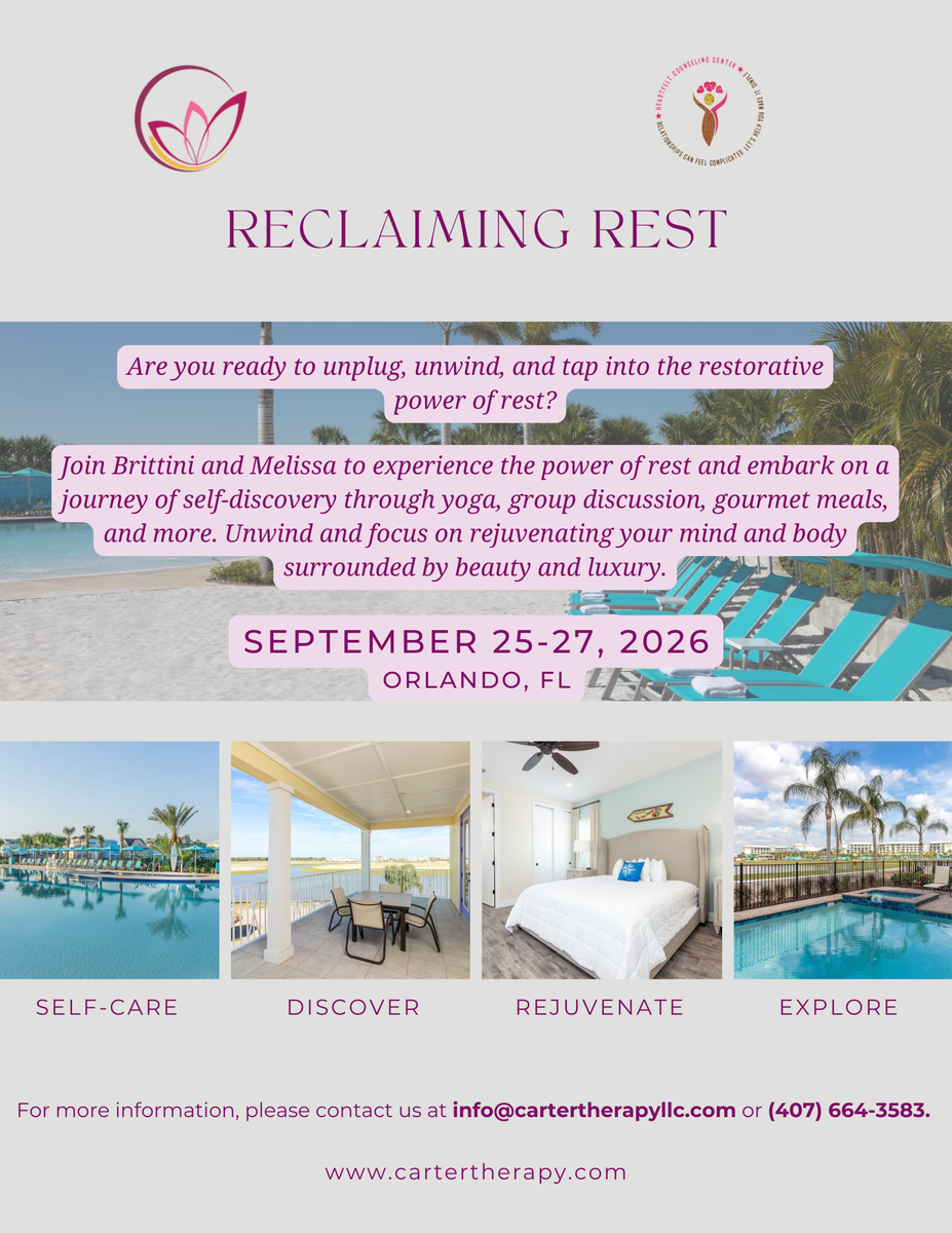 Reclaiming Rest Weekend Retreat September 25 - 27th, 2026 – Carter Therapy